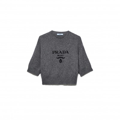 PRADA WOOL AND CASHMERE CREW-NECK SWEATER P24Z1U 